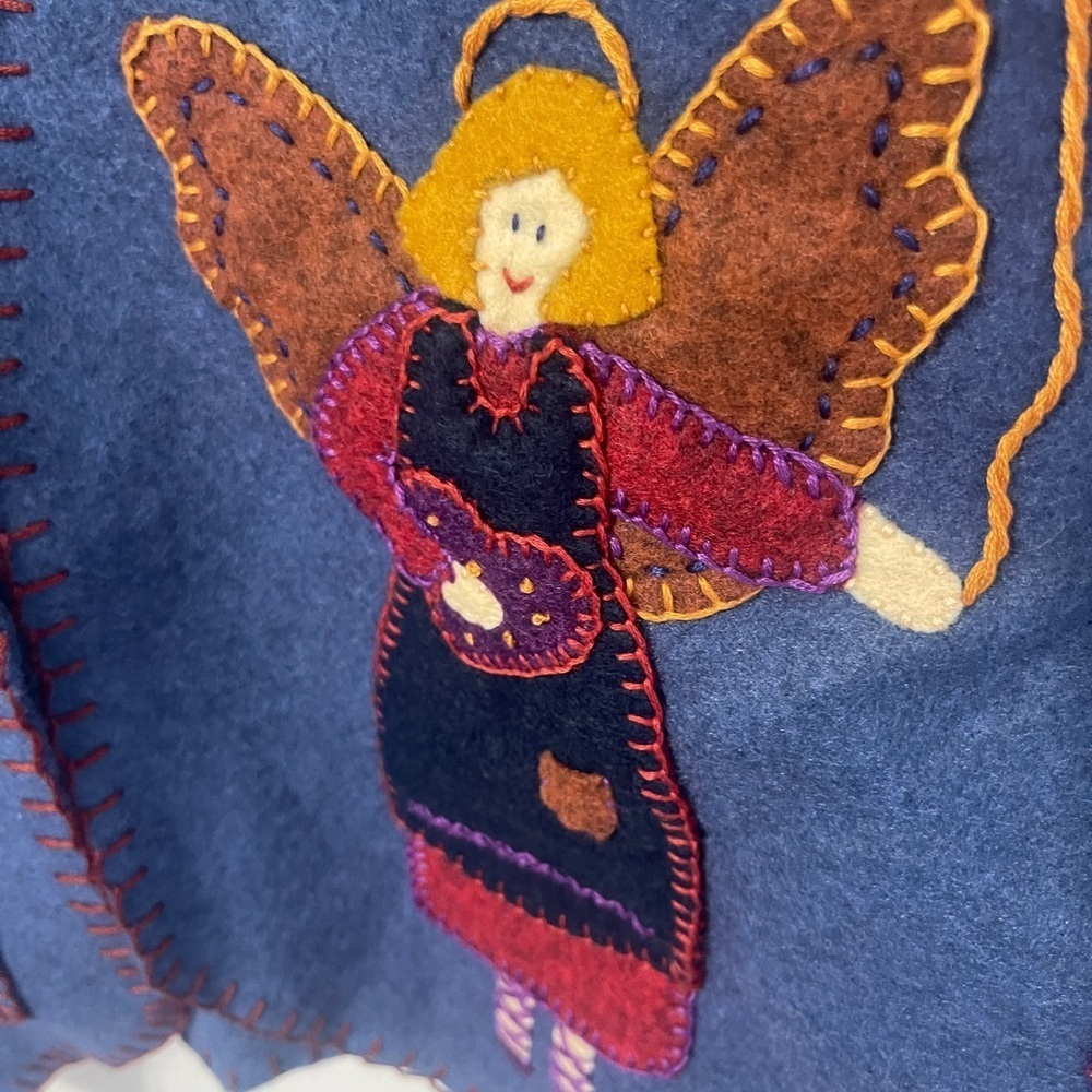 Womens Angel Appliqued Felt  Vest Size Medium Large Country Hearts - Picture 2 of 7